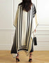 Beige And Black Soft Satin Silk Kaftan Closure View